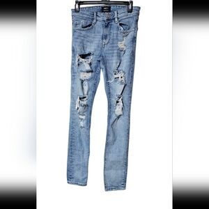 Forever 21 Light Blue Distressed Skinny Jeans